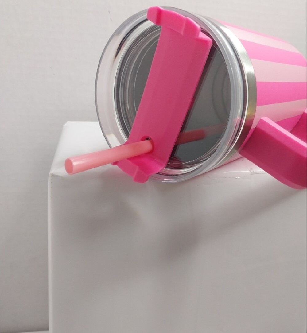 Dolly Parton - 'I Beg Your Parton' Pink Striped Travel Mug 40oz.. Steel - Picture 5 of 6
